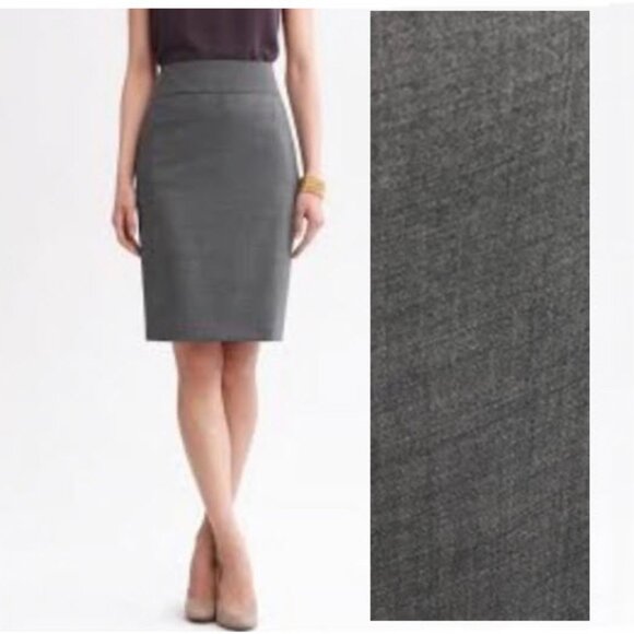 Banana Republic Grey Wool Pencil Skirt Knee-Length Workwear Size 10 - Picture 1 of 11